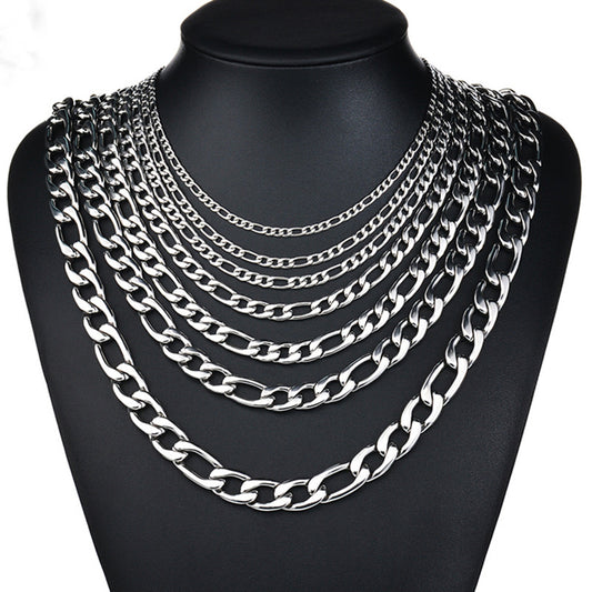 HipHop Stainless Steel Titanium Steel Jewelry Figaro Cuba Chain Men And Women Accessories Chain
