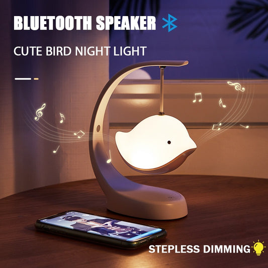 LED Night Light Bluetooth Speaker USB Multi-Color Stepless Dimming Cute Bird Lamp For Baby Children Kids Bedroom Decoration