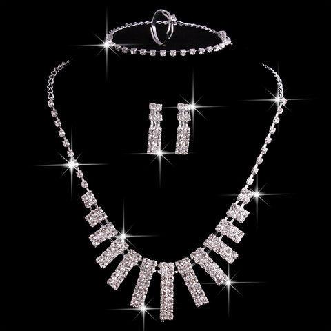 Hao Yue jewelry set, foreign trade explosion jewelry, bridal jewelry four sets, wedding match crystal jewelry set