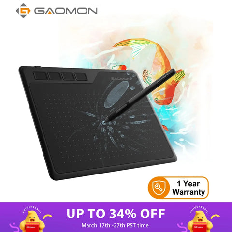 GAOMON S620: 6.5x4 Inch Digital Drawing Tablet with 8192 Levels Pen