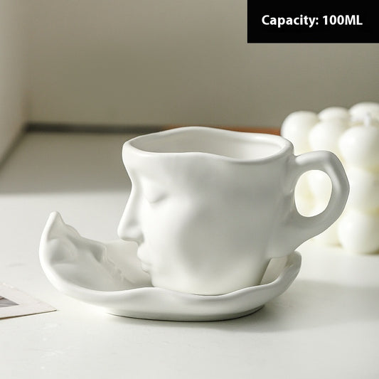 100ml Small Size Creative Person Face Kiss Ceramic Cup Dish