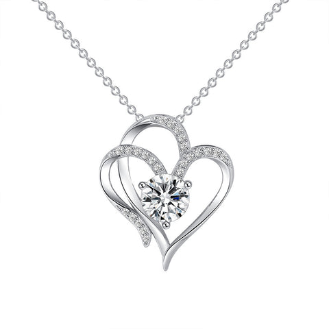 Zircon Double Love Necklace Personalized Heart-shaped Jewelry for Valentine's Day