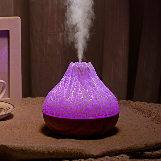 Volcano Humidifier Wood Grain Fog Mute Seven-color Ambience Light